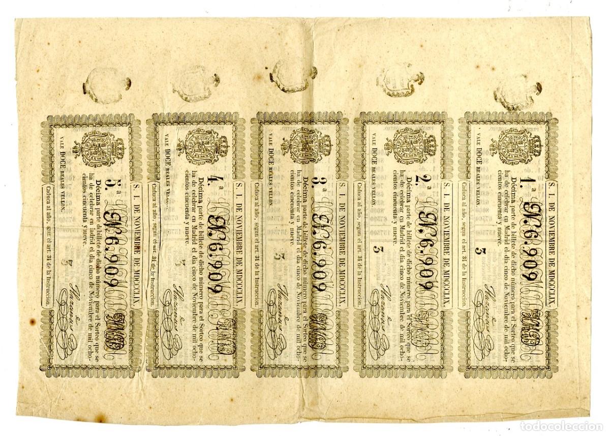 Loter&iacute;a nacional: Loter&iacute;a Nacional 1 de Noviembre de 1859 - Hoja completa