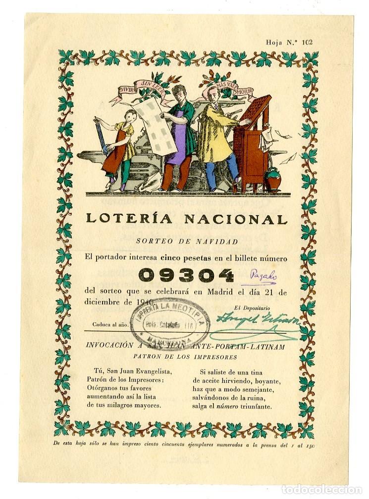 Loter&iacute;a nacional: Loter&iacute;a Nacional Navidad 21 de Diciembre 1940 - Lope de Vega