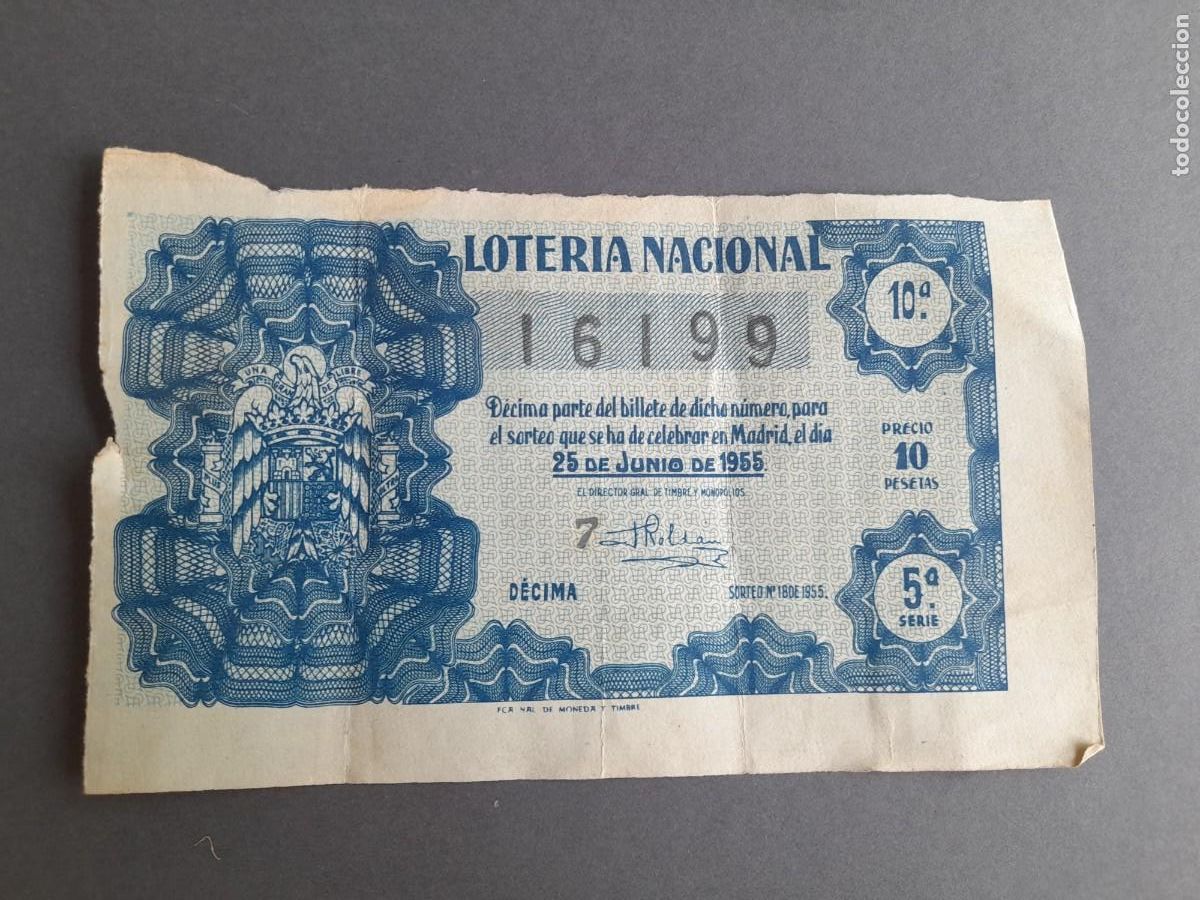Loter&iacute;a nacional: Loteria nacional , d&eacute;cima junio 1955, sorteo 18