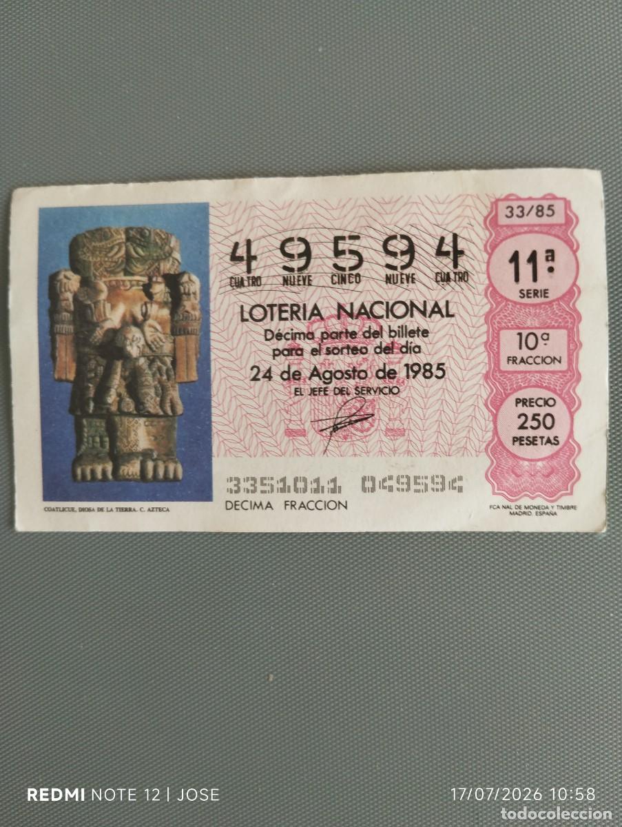 Loter&iacute;a nacional: D&eacute;cimo loter&iacute;a nacional 1985 - 646