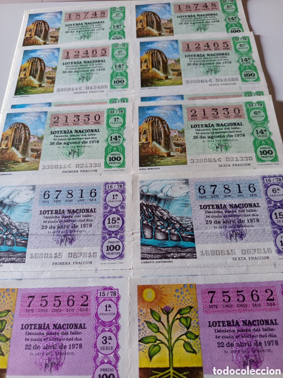 Loter&iacute;a nacional: Billetes completos loter&iacute;a 1978, distintos sorteos. Son 12 n&uacute;meros distintos