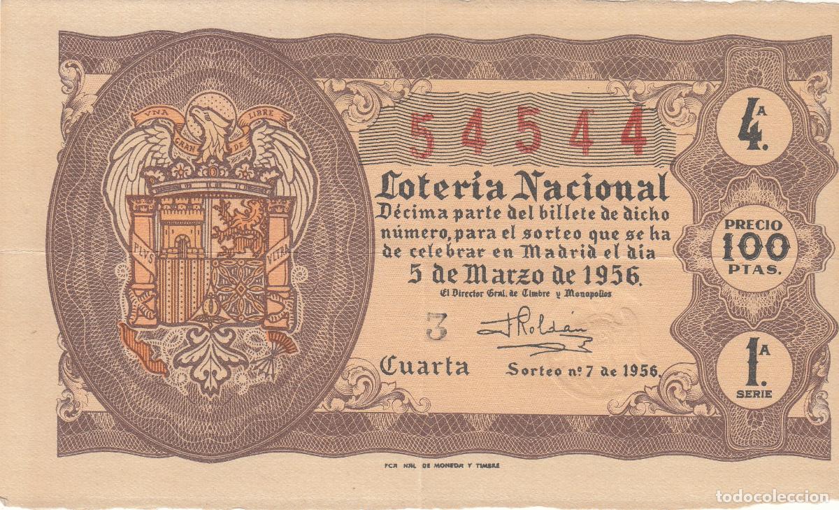 Loter&iacute;a nacional: CRBL0088 DECIMO LOTERIA NACIONAL 5 DE MARZO DE 1956 MBC+
