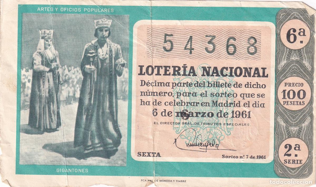 Loter&iacute;a nacional: CRBL0583 DECIMO LOTERIA NACIONAL 1961 BC