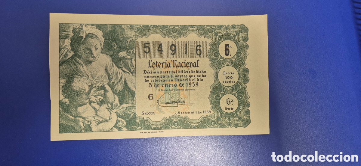 Loter&iacute;a nacional: LOTERIA NACIONAL SORTEO 1 DE 1959 SERIE 6