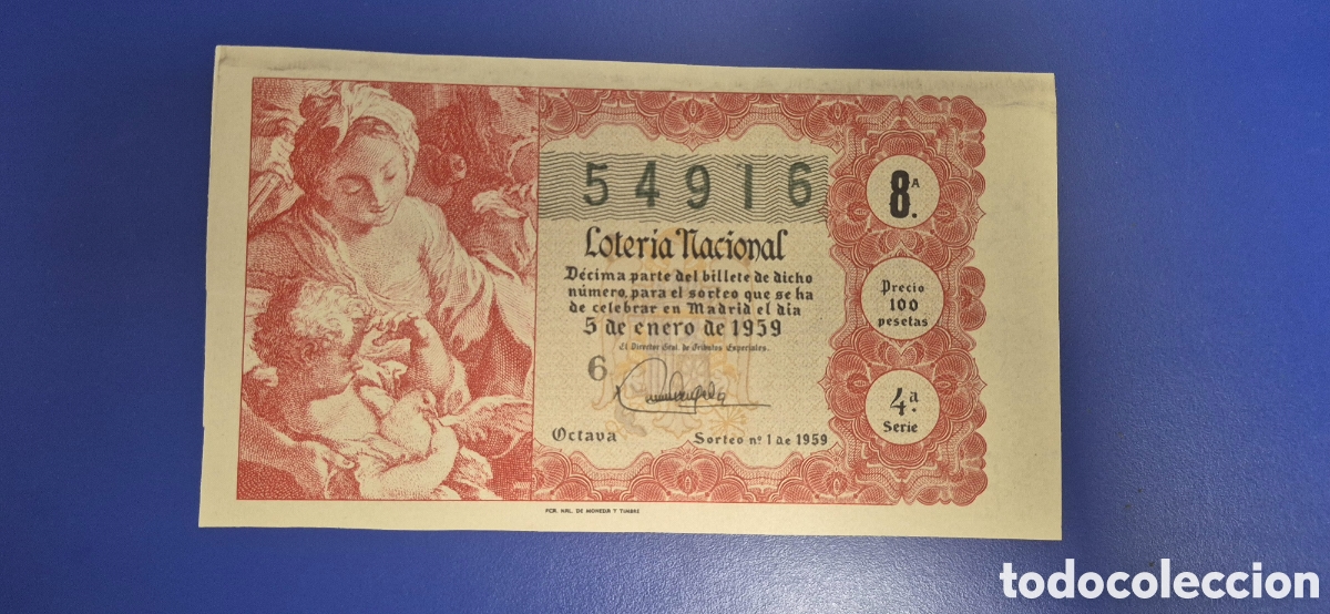 Loter&iacute;a nacional: LOTERIA NACIONAL SORTEO 1 DE 1959 SERIE 4