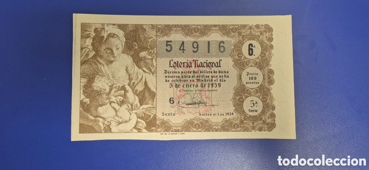 Loter&iacute;a nacional: LOTERIA NACIONAL SORTEO 1 DE 1959 SERIE 5