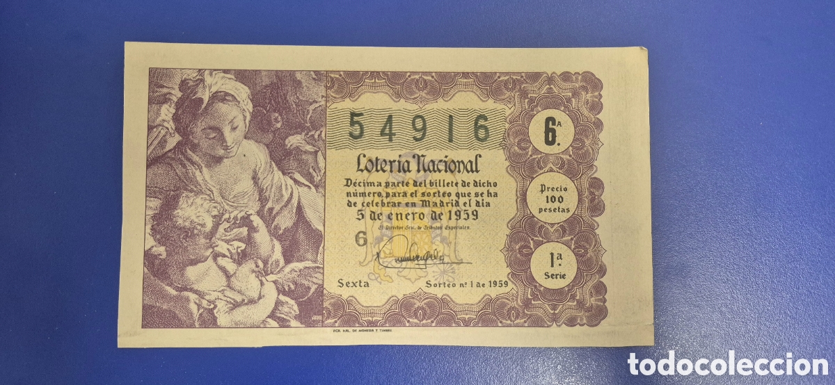 Loter&iacute;a nacional: LOTERIA NACIONAL SORTEO 1 DE 1959 SERIE 1
