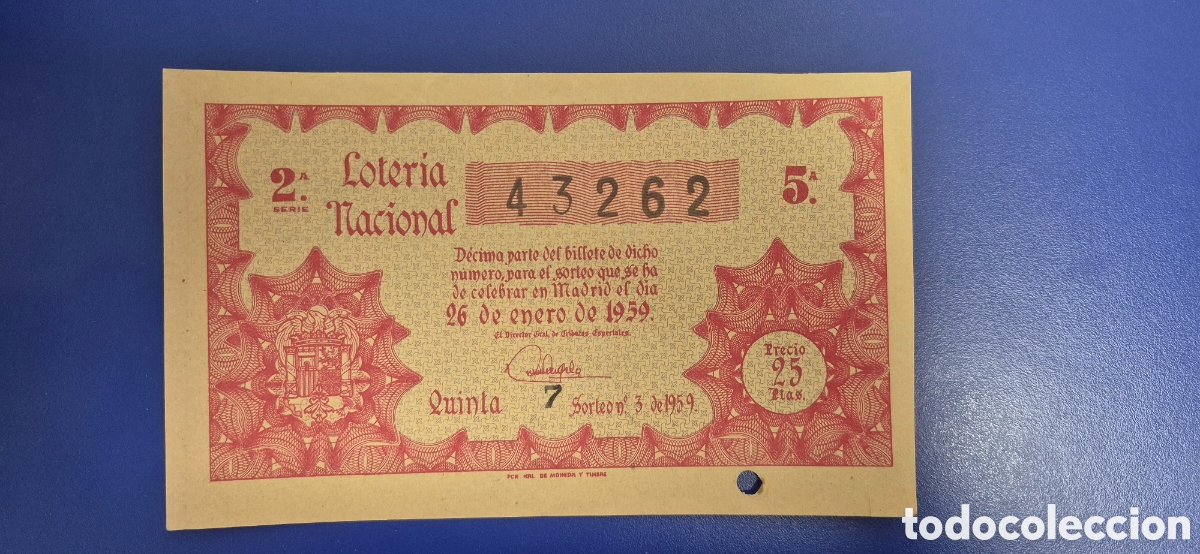 Loter&iacute;a nacional: LOTERIA NACIONAL SORTEO 3 DE 1959