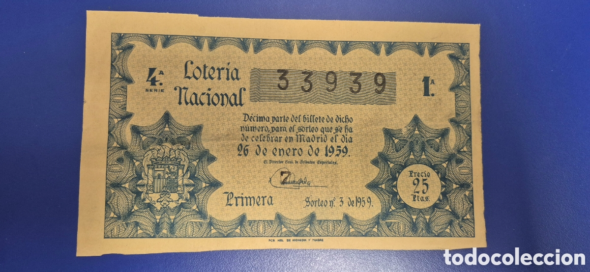 Loter&iacute;a nacional: LOTERIA NACIONAL SORTEO 3 DE 1959