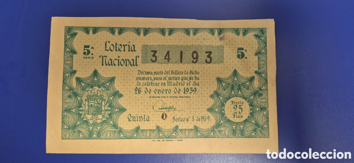 Loter&iacute;a nacional: LOTERIA NACIONAL SORTEO 3 DE 1959