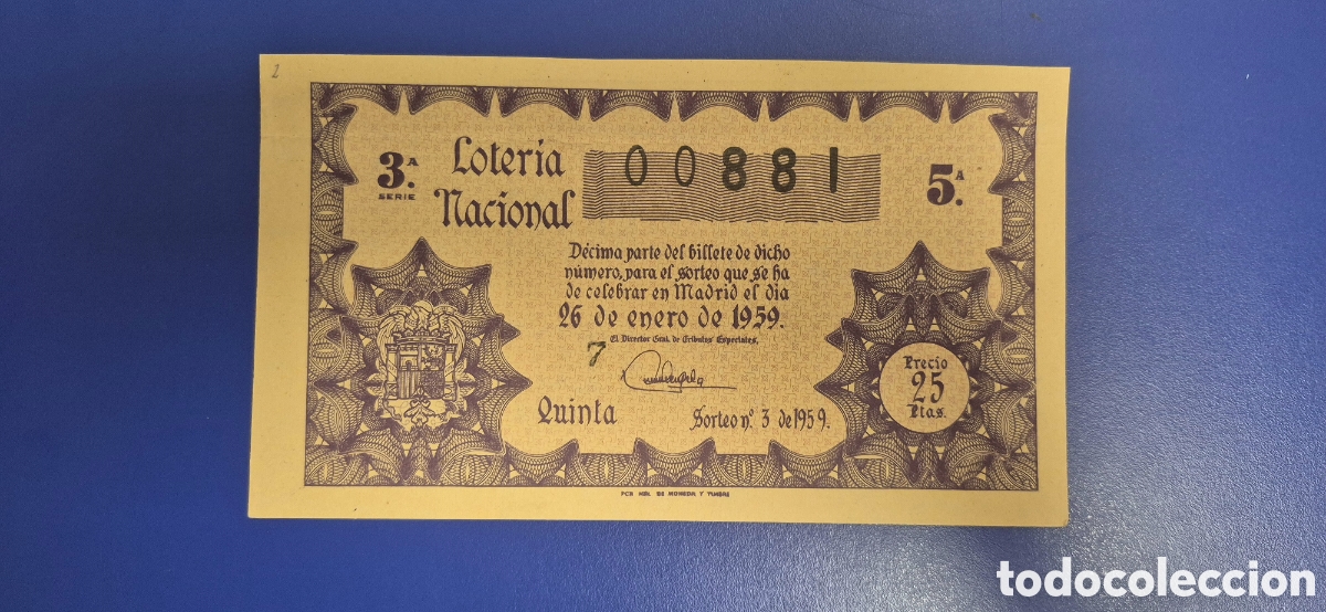 Loter&iacute;a nacional: LOTERIA NACIONAL SORTEO 3 DE 1959