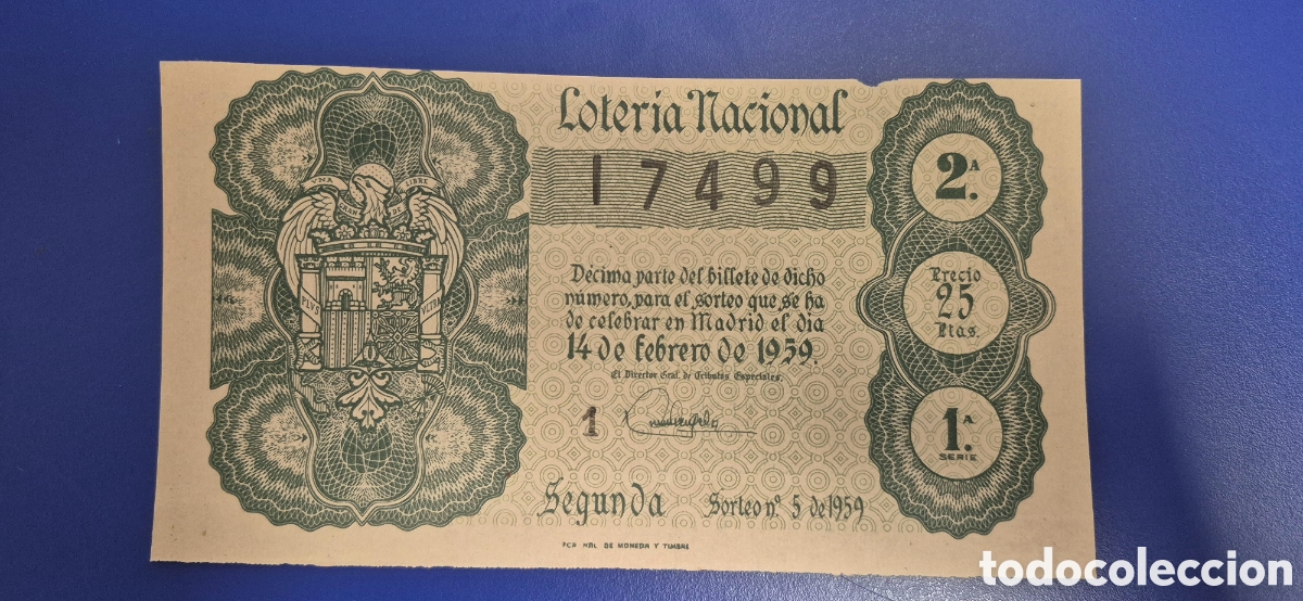 Loter&iacute;a nacional: LOTERIA NACIONAL SORTEO 5 DE 1959
