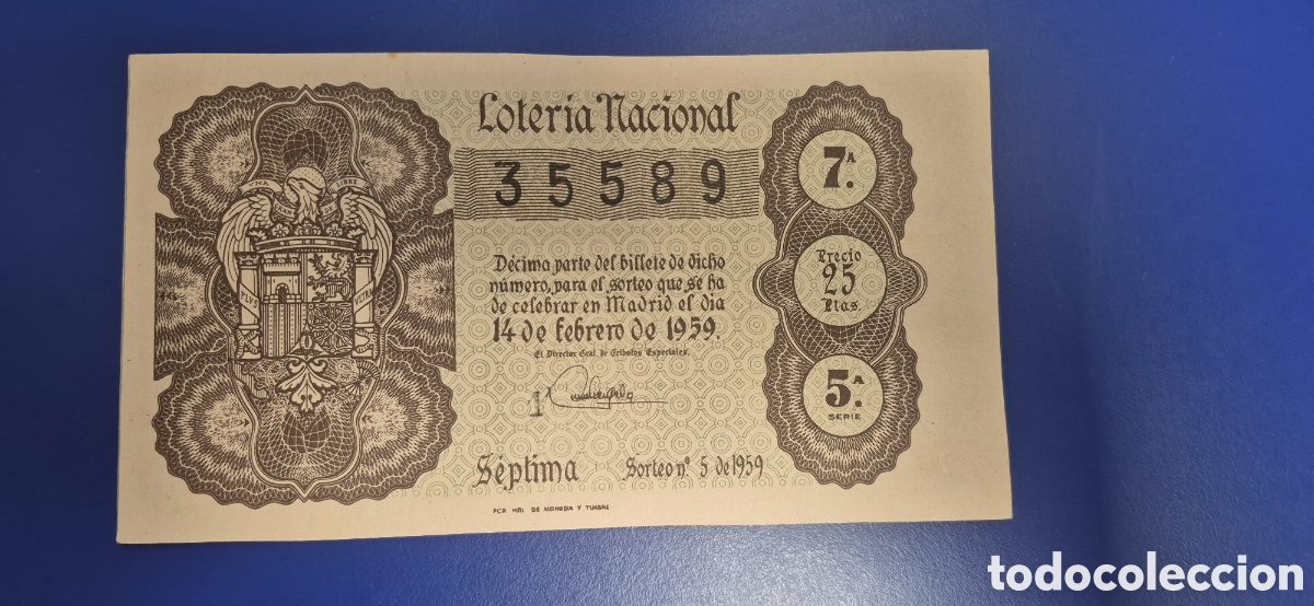 Loter&iacute;a nacional: LOTERIA NACIONAL SORTEO 5 DE 1959