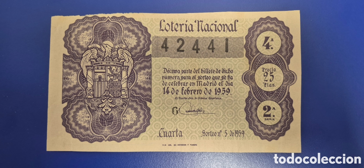 Loter&iacute;a nacional: LOTERIA NACIONAL SORTEO 5 DE 1959
