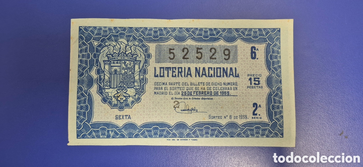 Loter&iacute;a nacional: LOTERIA NACIONAL SORTEO 6 DE 1959
