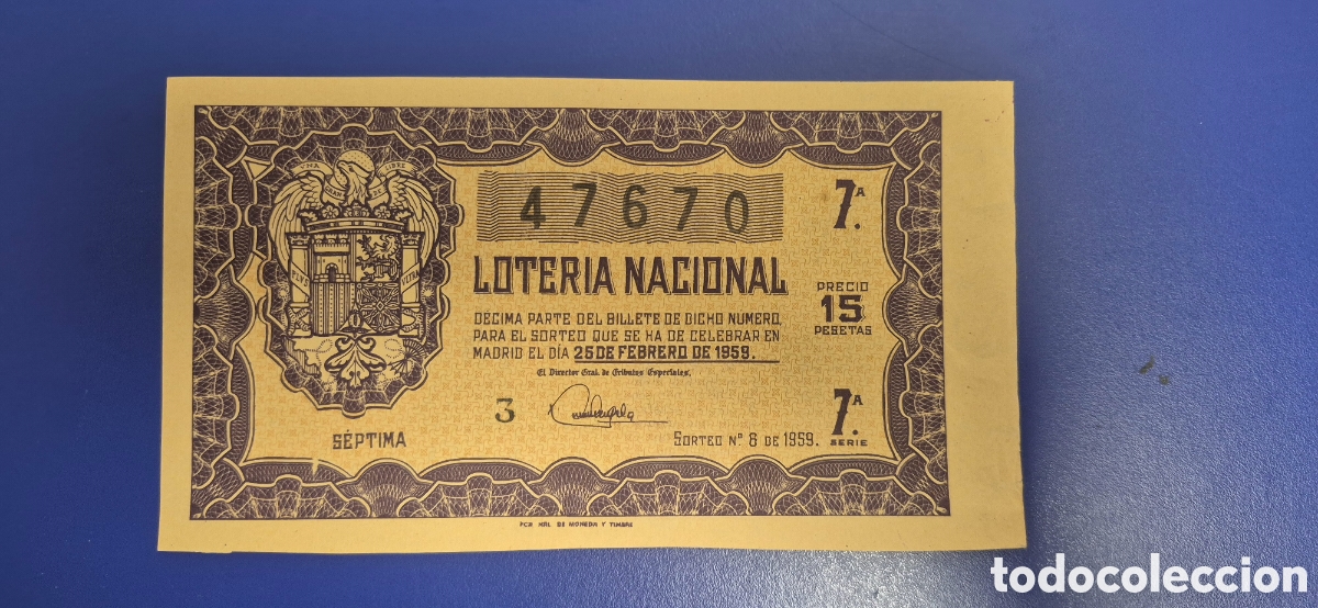 Loter&iacute;a nacional: LOTERIA NACIONAL SORTEO 6 DE 1959