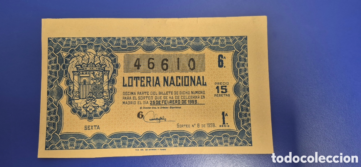 Loter&iacute;a nacional: LOTERIA NACIONAL SORTEO 6 DE 1959