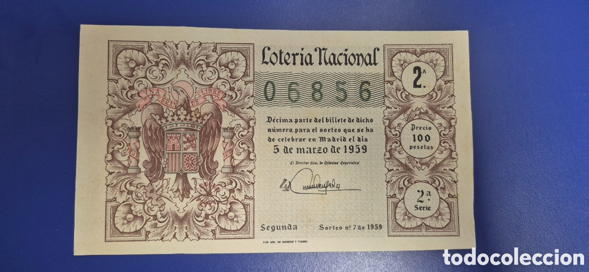 Loter&iacute;a nacional: LOTERIA NACIONAL SORTEO 7 DE 1959