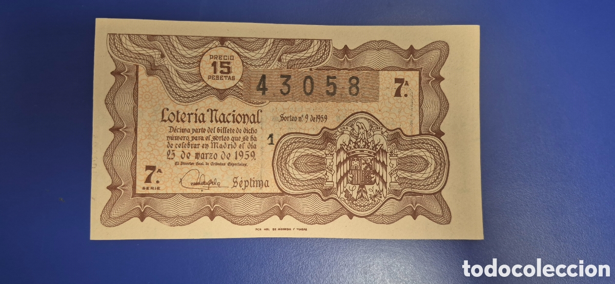 Loter&iacute;a nacional: LOTERIA NACIONAL SORTEO 9 DE 1959