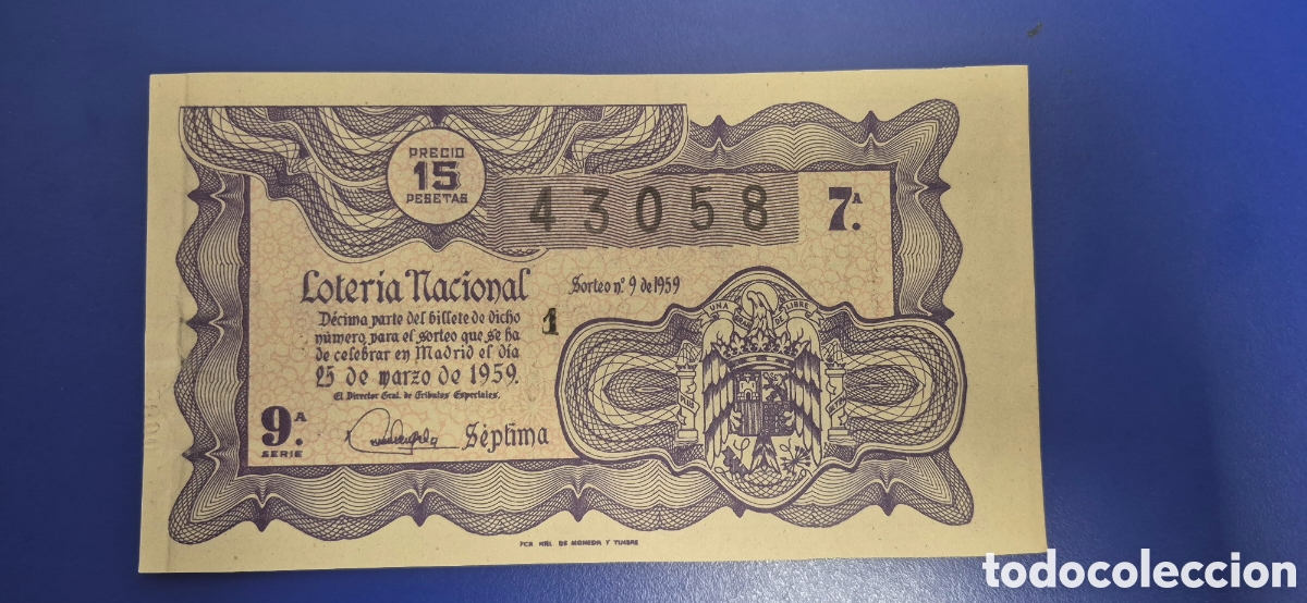 Loter&iacute;a nacional: LOTERIA NACIONAL SORTEO 9 DE 1959
