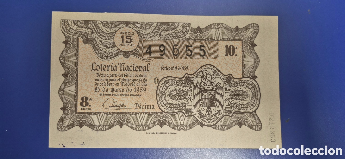 Loter&iacute;a nacional: LOTERIA NACIONAL SORTEO 9 DE 1959