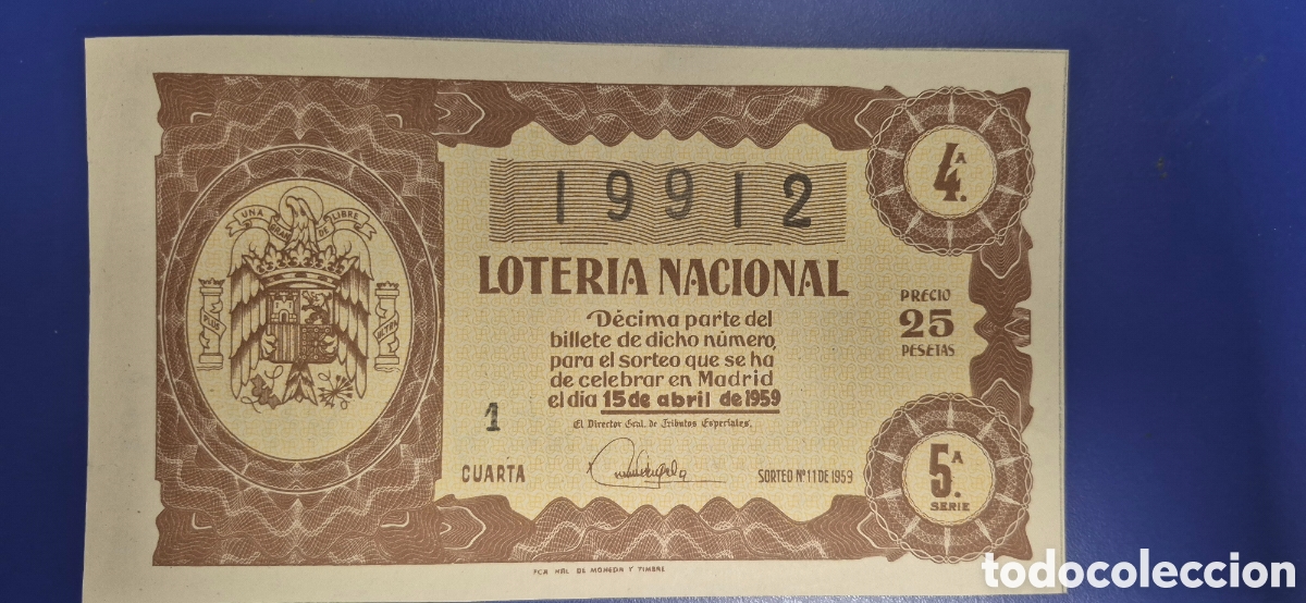 Loter&iacute;a nacional: LOTERIA NACIONAL SORTEO 11 DE 1959