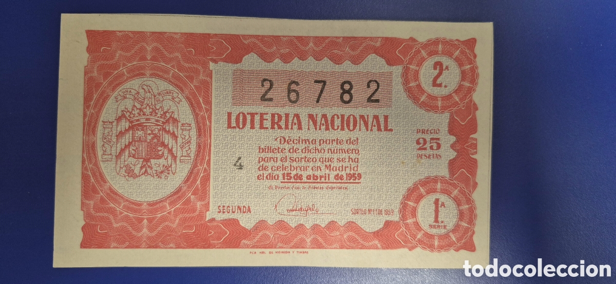 Loter&iacute;a nacional: LOTERIA NACIONAL SORTEO 11 DE 1959