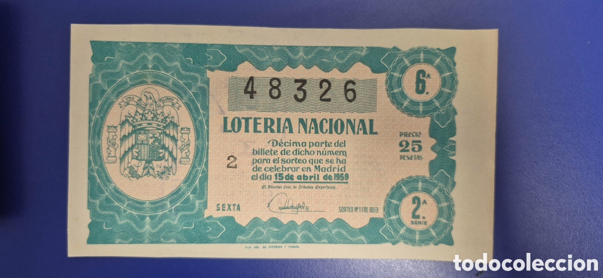 Loter&iacute;a nacional: LOTERIA NACIONAL SORTEO 11 DE 1959