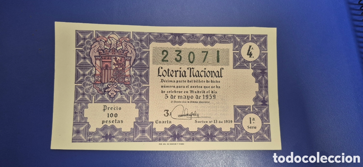 Loter&iacute;a nacional: LOTERIA NACIONAL SORTEO 13 DE 1959