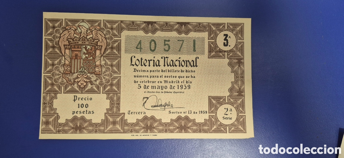 Loter&iacute;a nacional: LOTERIA NACIONAL SORTEO 13 DE 1959
