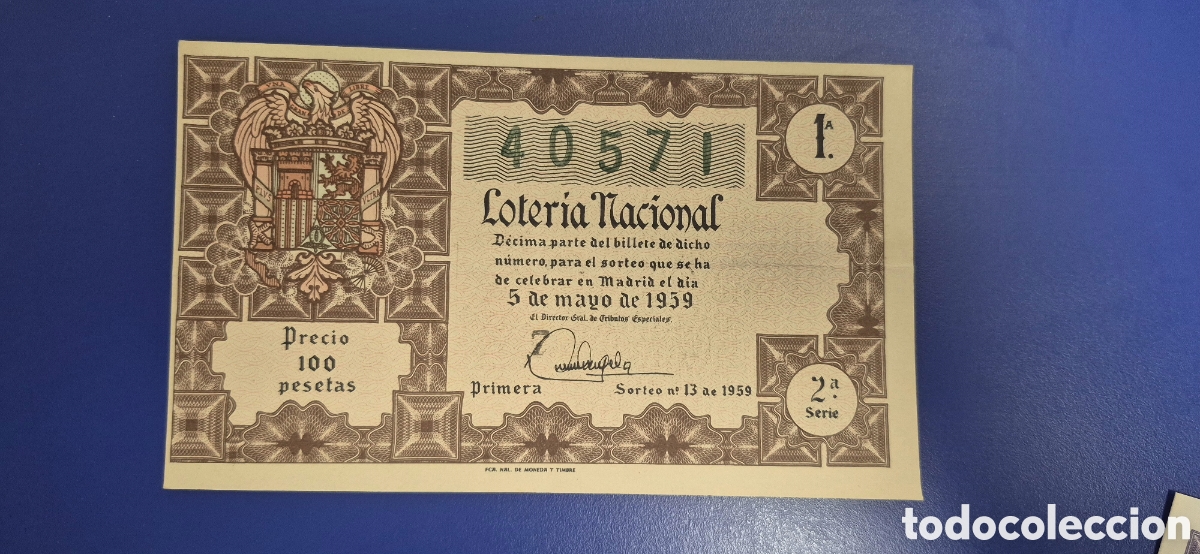 Loter&iacute;a nacional: LOTERIA NACIONAL SORTEO 13 DE 1959