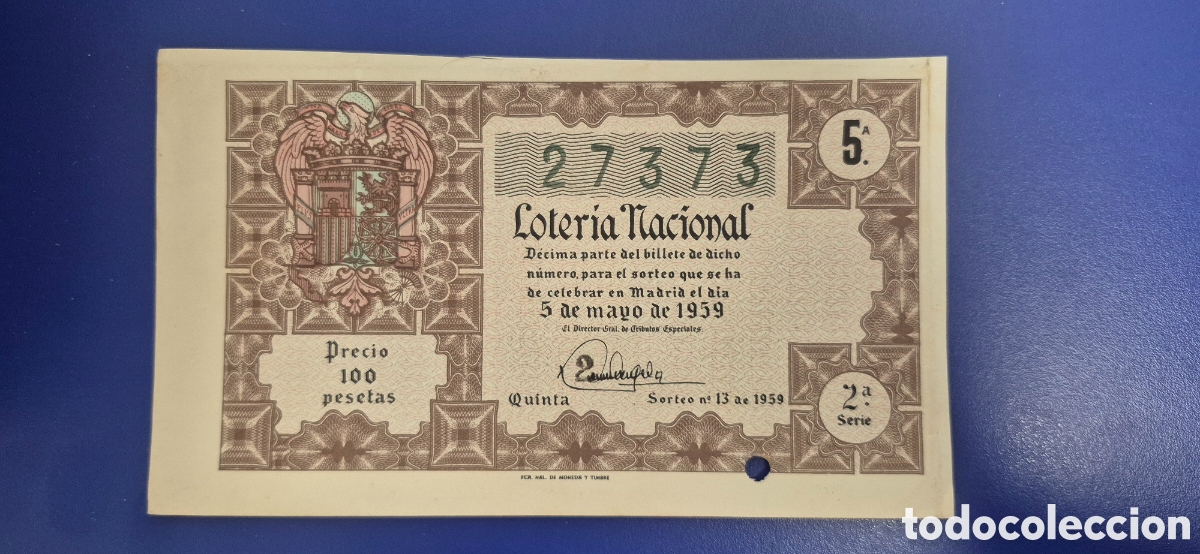 Loter&iacute;a nacional: LOTERIA NACIONAL SORTEO 13 DE 1959