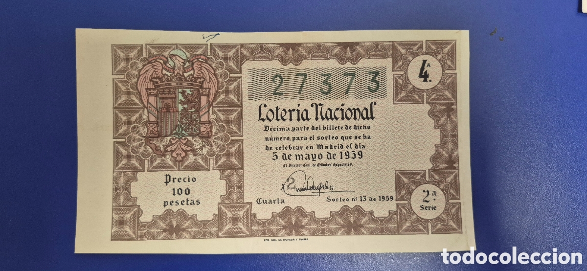 Loter&iacute;a nacional: LOTERIA NACIONAL SORTEO 13 DE 1959