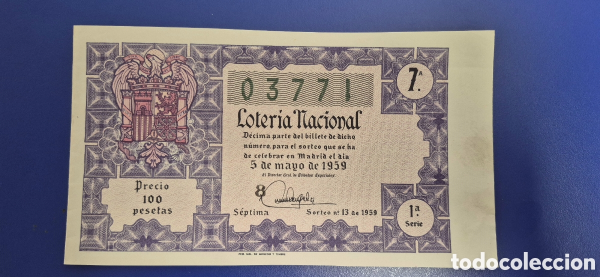 Loter&iacute;a nacional: LOTERIA NACIONAL SORTEO 13 DE 1959