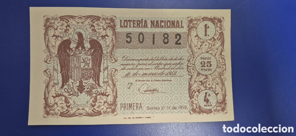 Loter&iacute;a nacional: LOTERIA NACIONAL SORTEO 14 DE 1959