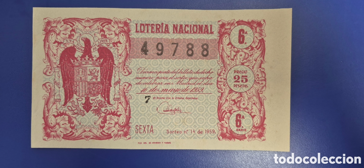Loter&iacute;a nacional: LOTERIA NACIONAL SORTEO 14 DE 1959