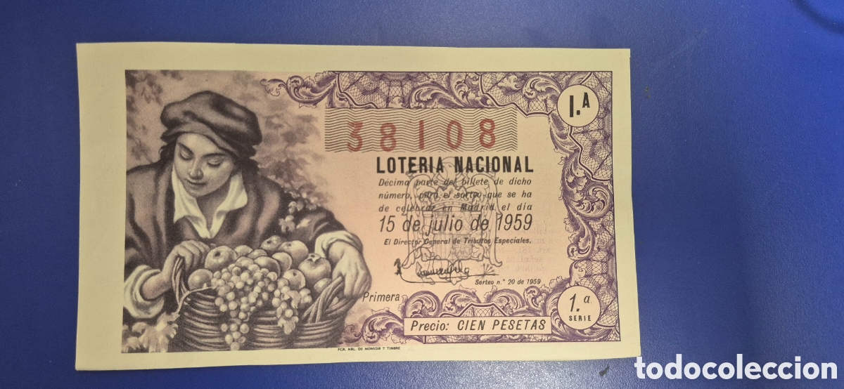 Loter&iacute;a nacional: LOTERIA NACIONAL SORTEO 20 DE 1959