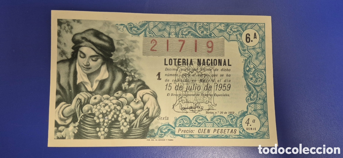 Loter&iacute;a nacional: LOTERIA NACIONAL SORTEO 20 DE 1959