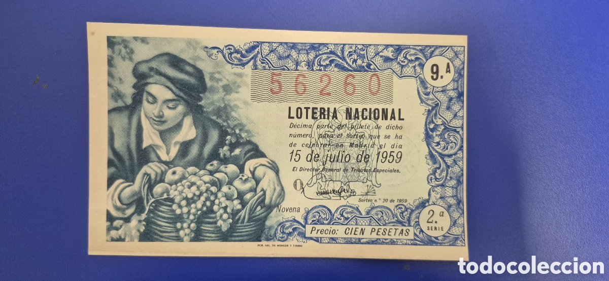 Loter&iacute;a nacional: LOTERIA NACIONAL SORTEO 20 DE 1959