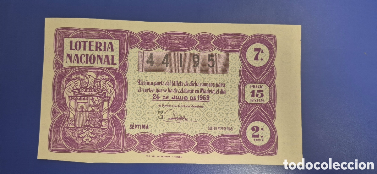 Loter&iacute;a nacional: LOTERIA NACIONAL SORTEO 21 DE 1959