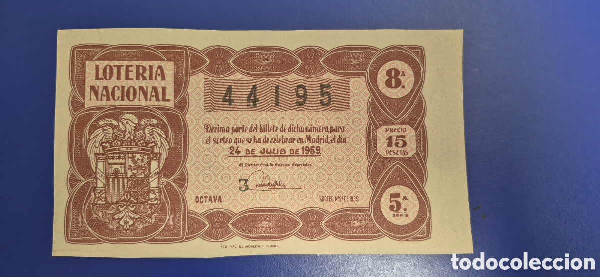 Loter&iacute;a nacional: LOTERIA NACIONAL SORTEO 21 DE 1959