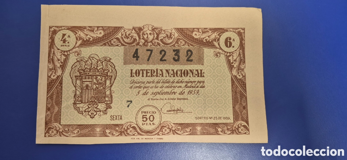 Lotteria Nationale Spagnola: LOTERIA NACIONAL SORTEO 25 DE 1959