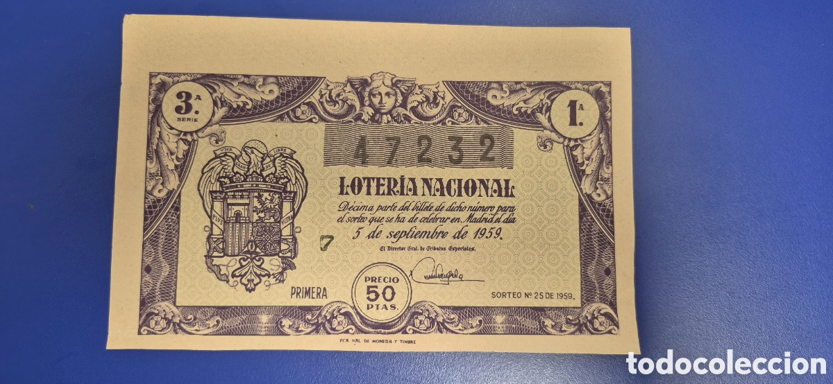 Lotteria Nationale Spagnola: LOTERIA NACIONAL SORTEO 25 DE 1959