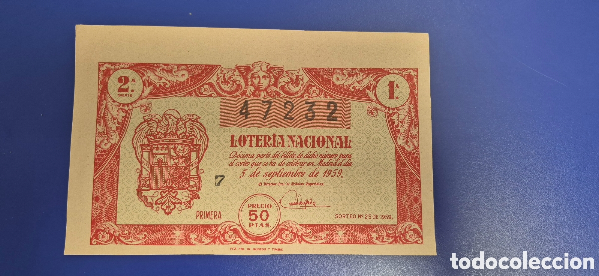 Loter&iacute;a nacional: LOTERIA NACIONAL SORTEO 25 DE 1959