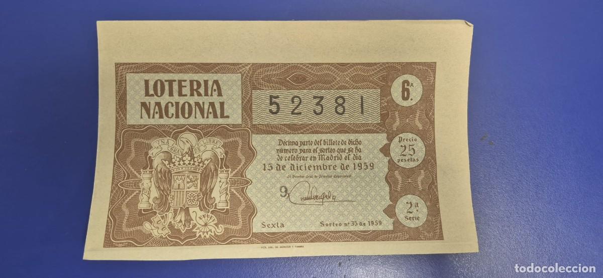 Loter&iacute;a nacional: LOTERIA NACIONAL SORTEO 35 DE 1959