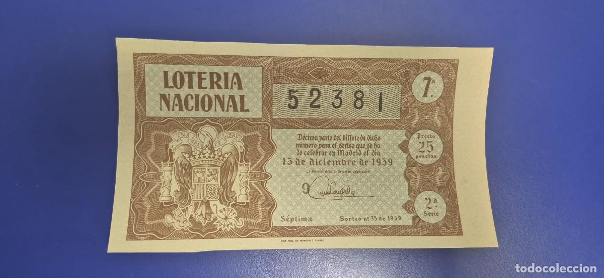 Loter&iacute;a nacional: LOTERIA NACIONAL SORTEO 35 DE 1959