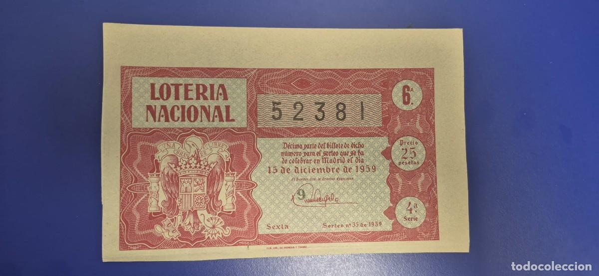 Loter&iacute;a nacional: LOTERIA NACIONAL SORTEO 35 DE 1959