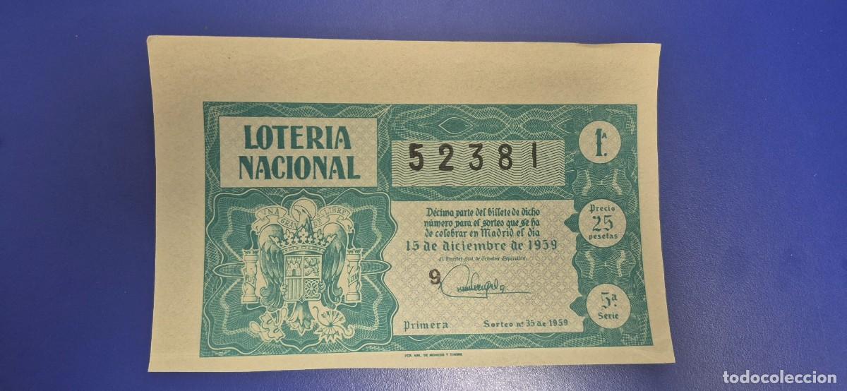 Loter&iacute;a nacional: LOTERIA NACIONAL SORTEO 35 DE 1959