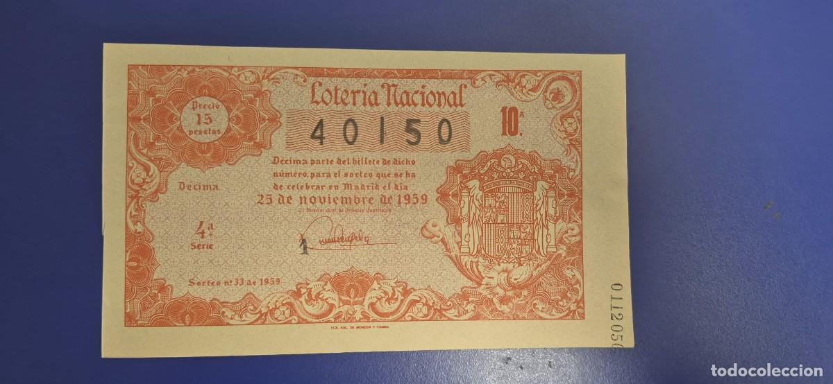 Loter&iacute;a nacional: LOTERIA NACIONAL SORTEO 33 DE 1959