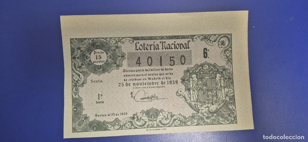 Loter&iacute;a nacional: LOTERIA NACIONAL SORTEO 33 DE 1959